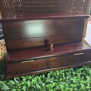 Vintage Bombay Co. Letter Desk Organizer Solid Wood Mahogany Hinged